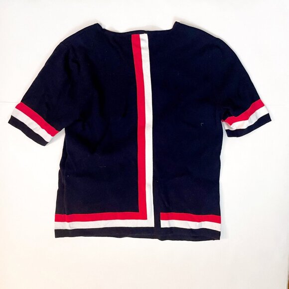 Cabi Hampton Red, White and Blue Short Sleeve Sweater, Size XL - Picture 2 of 5